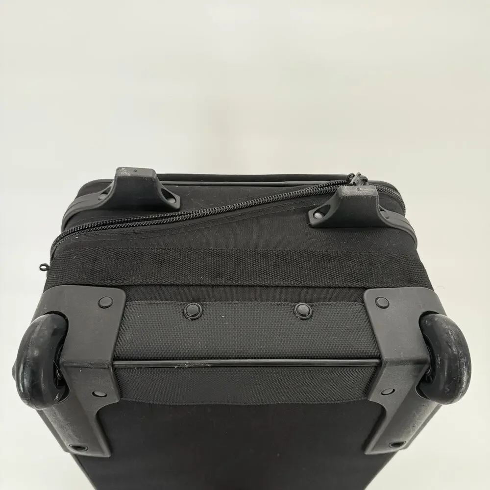 LL Bean 22” Rolling Suitcase Carry On Luggage Travel Bag Leather Trim Wheeled